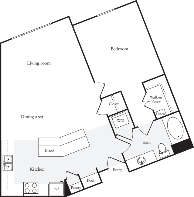 1 Bedroom B floor plan