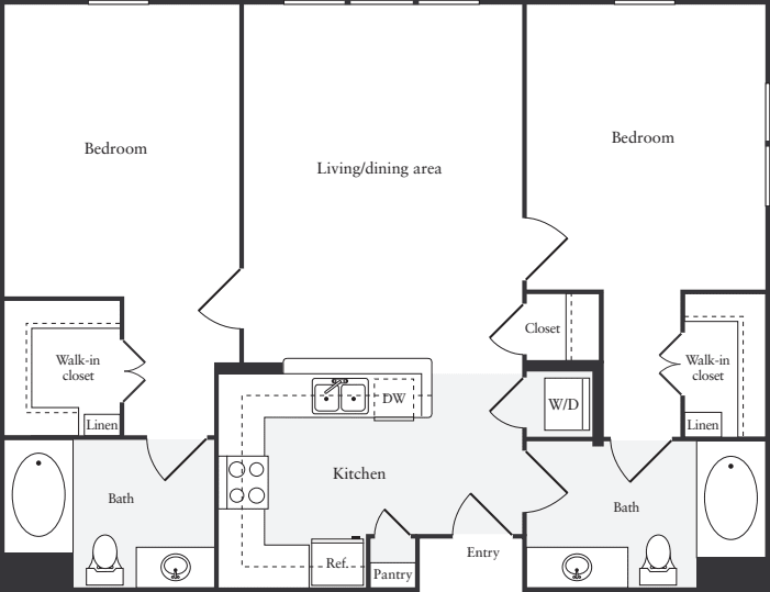 2 Bedrooms A floor plan