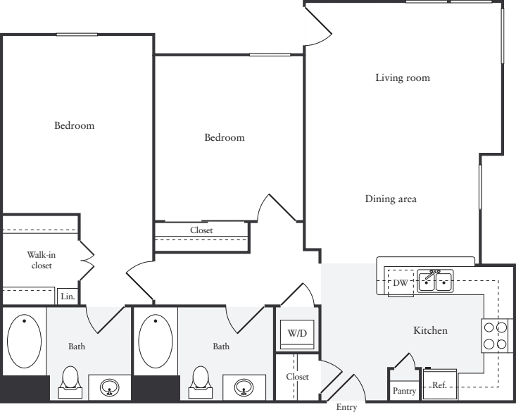 2 Bedrooms B floor plan