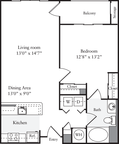 1 Bedroom A floor plan