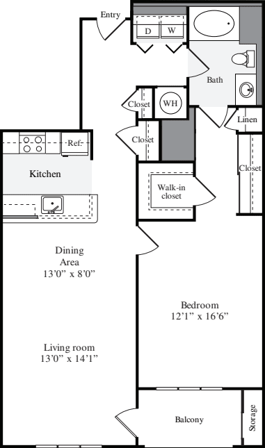 1 Bedroom G floor plan