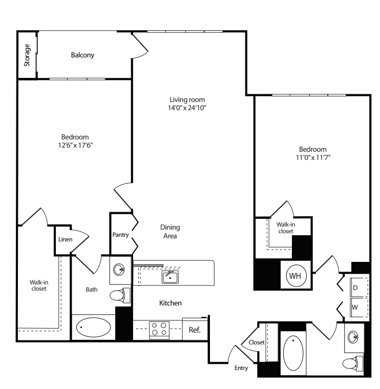2 Bedrooms O floor plan