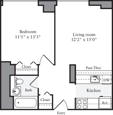 1 Bedroom D floor plan