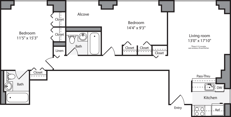 2 Bedroom G floor plan