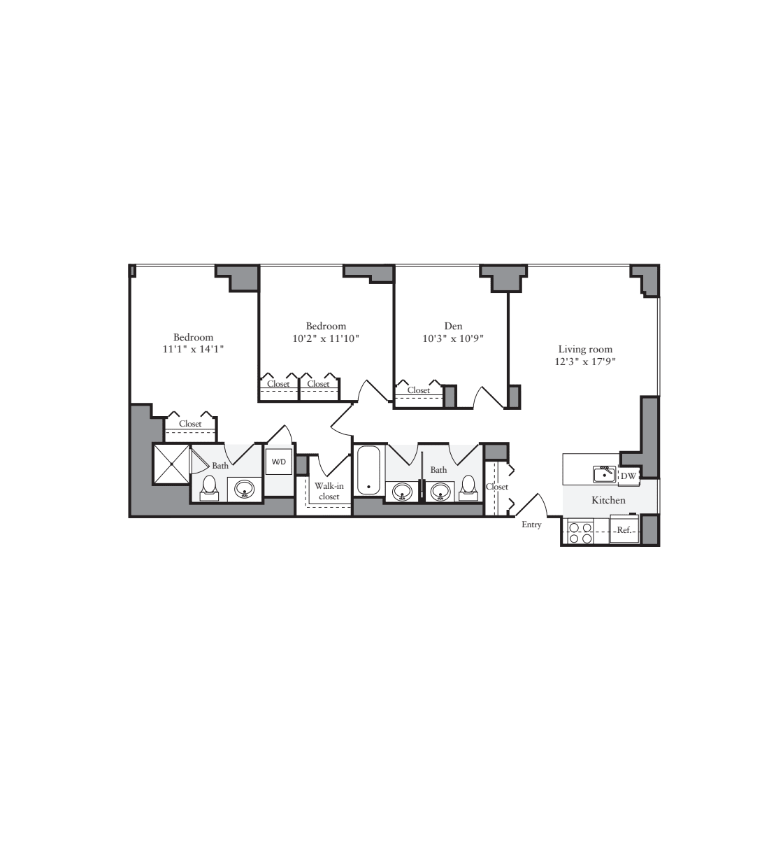 3 Bedroom B floor plan