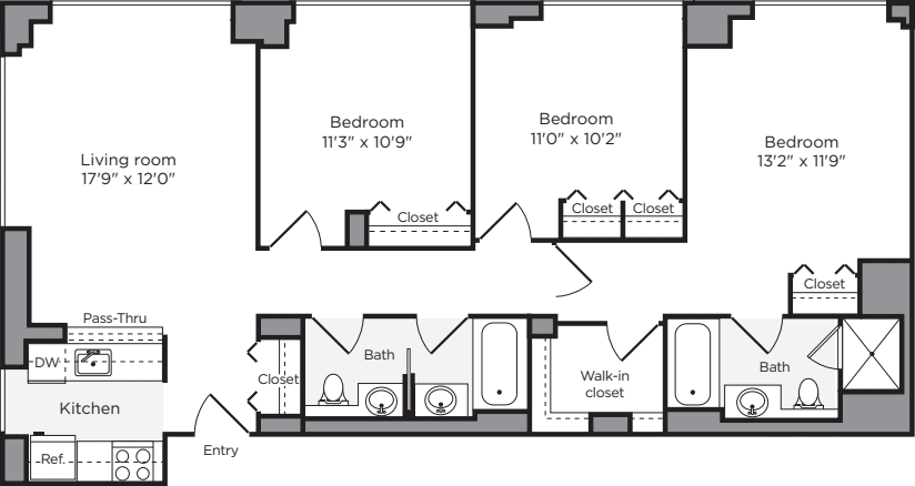 3 Bedroom A floor plan