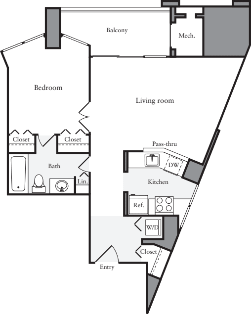 1 Bedroom B floor plan