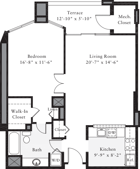 1 Bedroom C floor plan