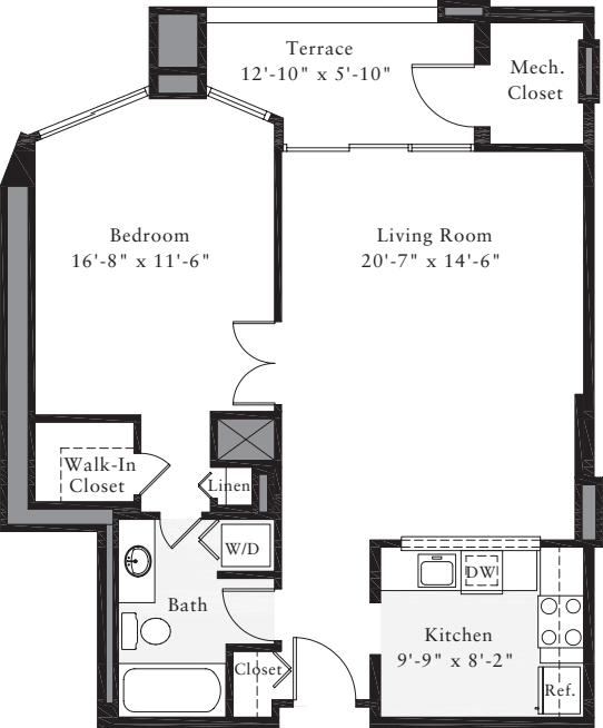 1 Bedroom D floor plan