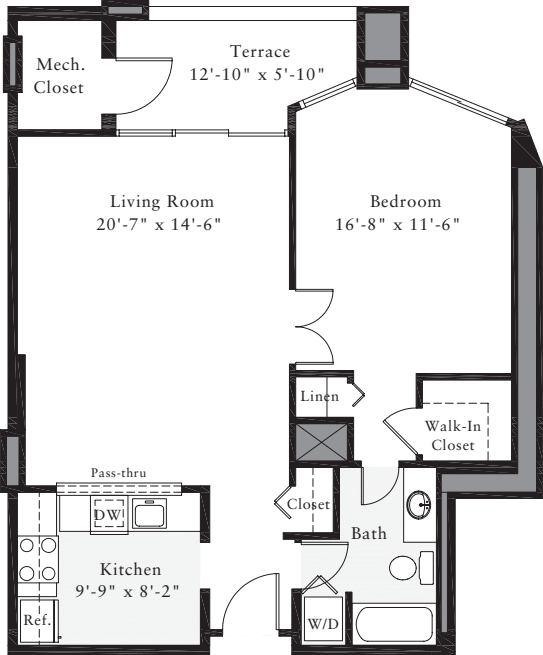 1 Bedroom E floor plan