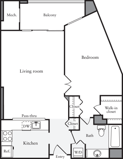 1 Bedroom F floor plan