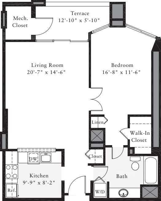 1 Bedroom H floor plan