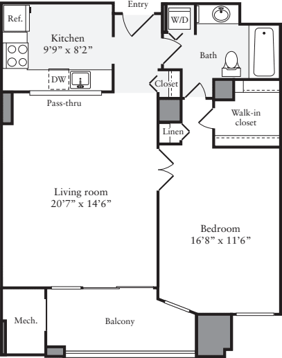 1 Bedroom J floor plan