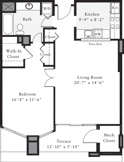 1 Bedroom K floor plan