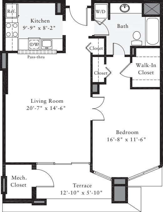 1 Bedroom M floor plan