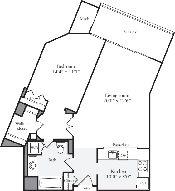 1 Bedroom P floor plan