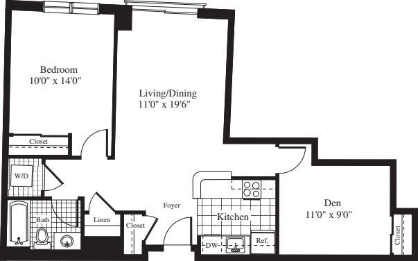 1 Bedroom J floor plan