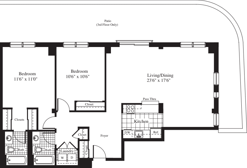 2 Bedrooms DD floor plan