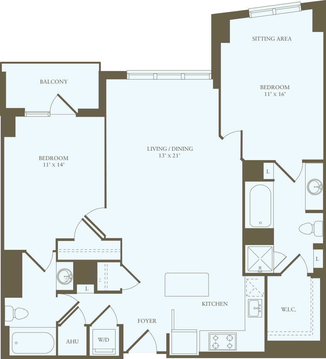 2 Bedrooms S floor plan
