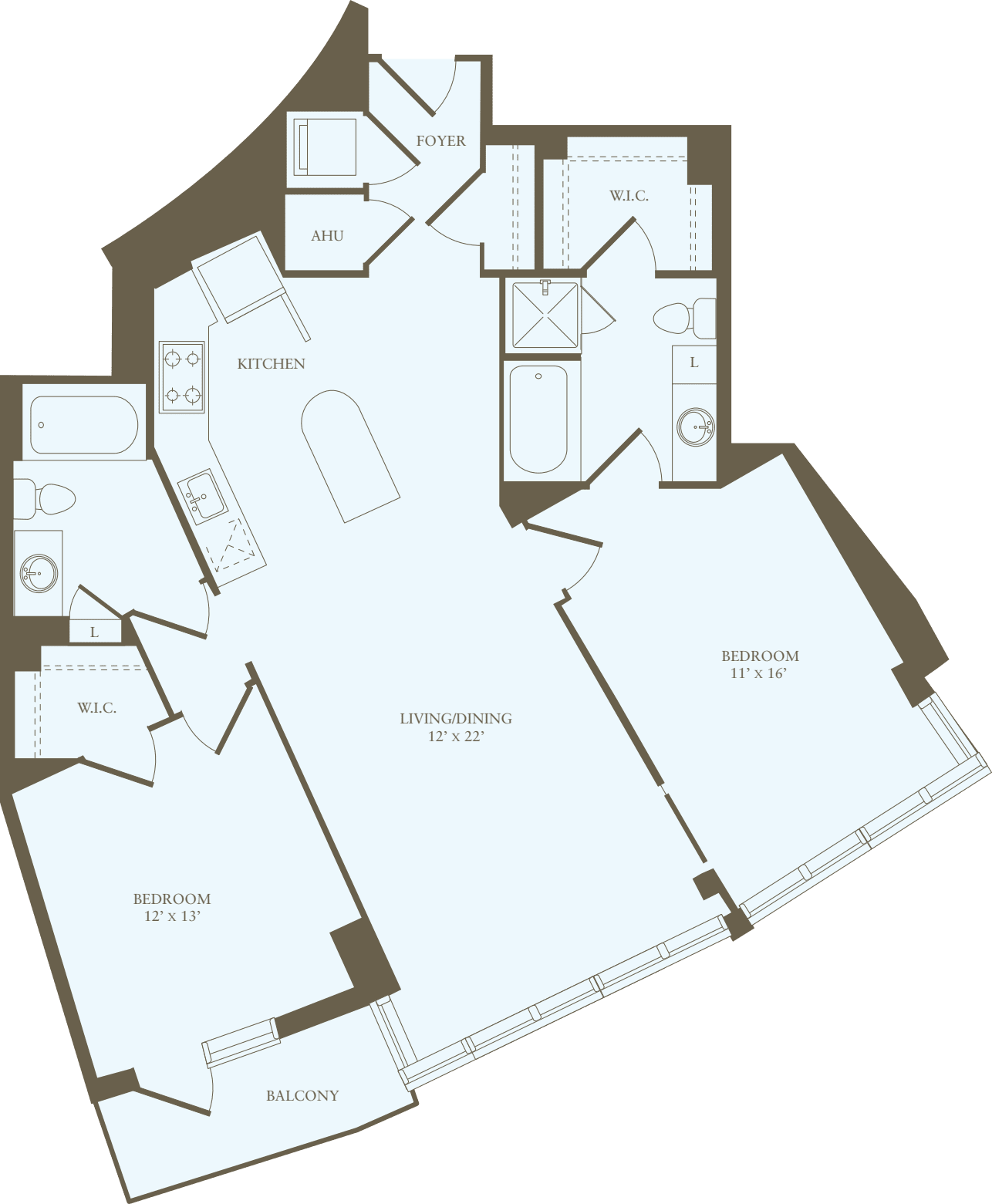 2 Bedrooms Z floor plan