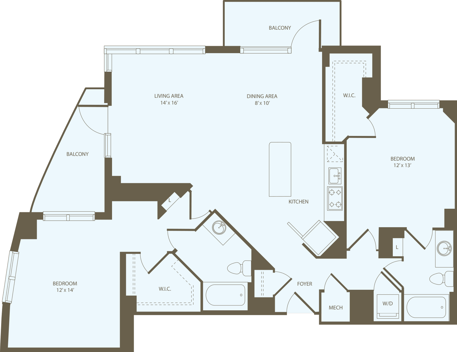2 Bedrooms NN floor plan