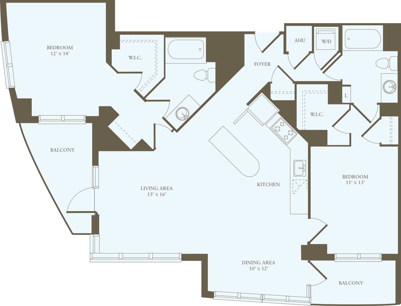 2 Bedrooms QQ floor plan