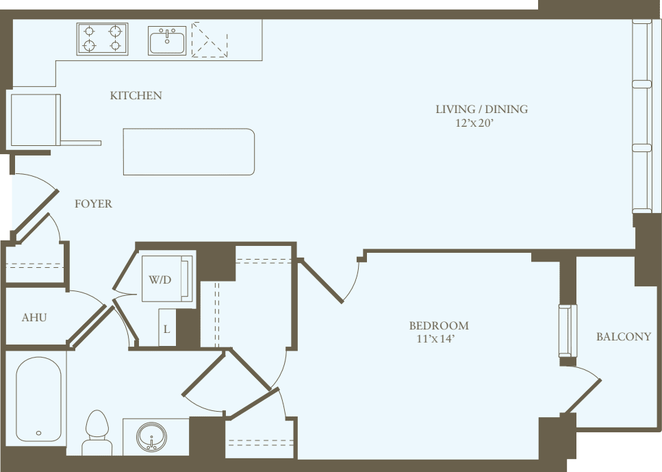 1 Bedroom K floor plan