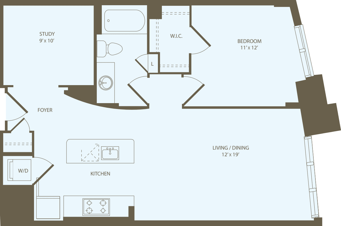 1 Bedroom R floor plan