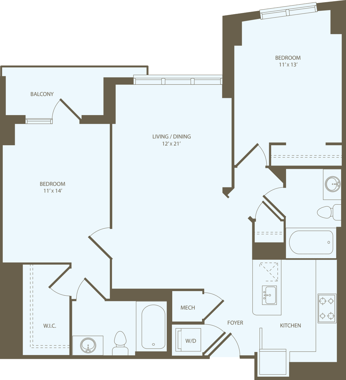 2 Bedrooms F floor plan
