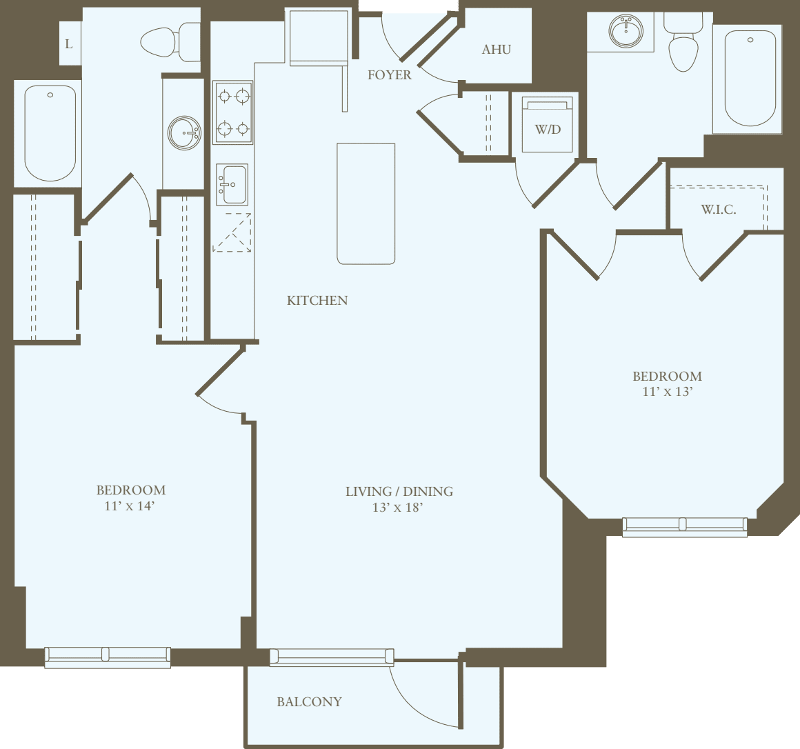 2 Bedrooms G floor plan