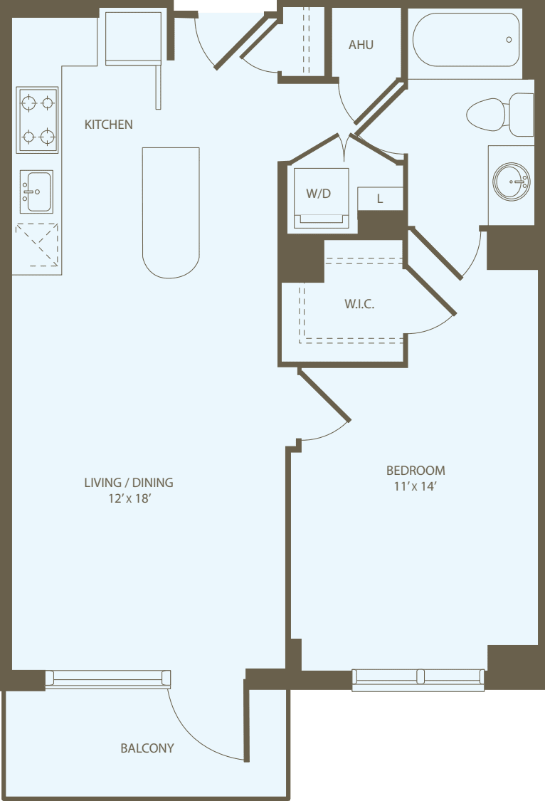 1 Bedroom B floor plan