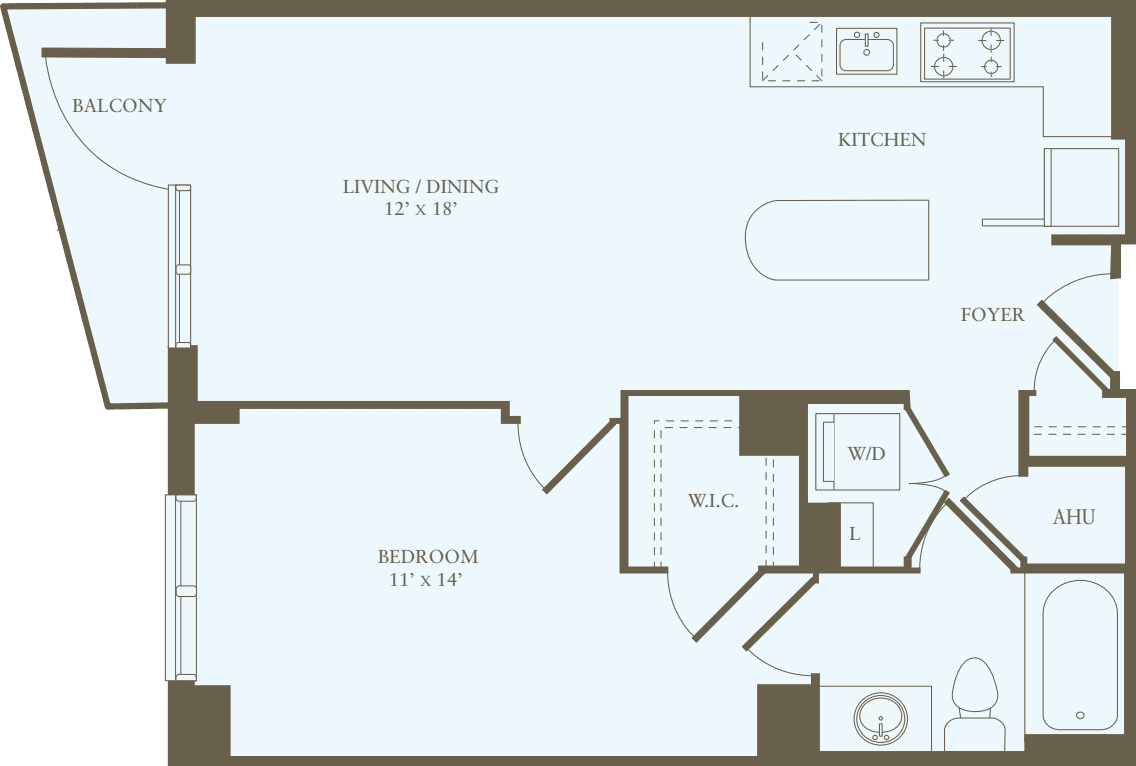 1 Bedroom C floor plan