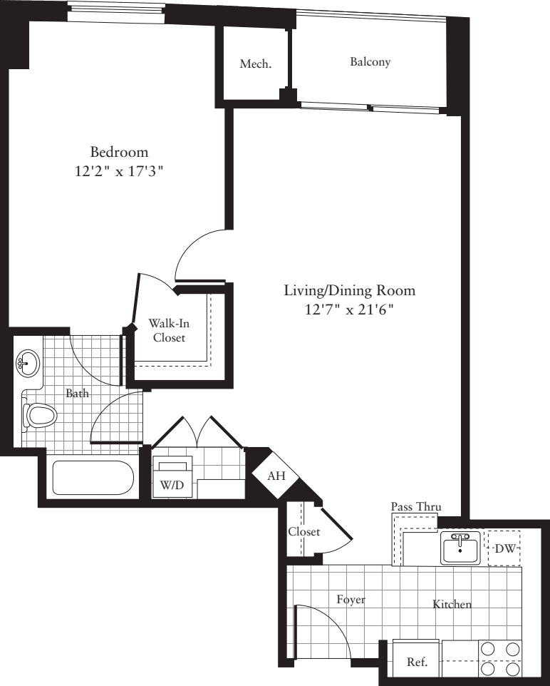 1 Bedroom D floor plan