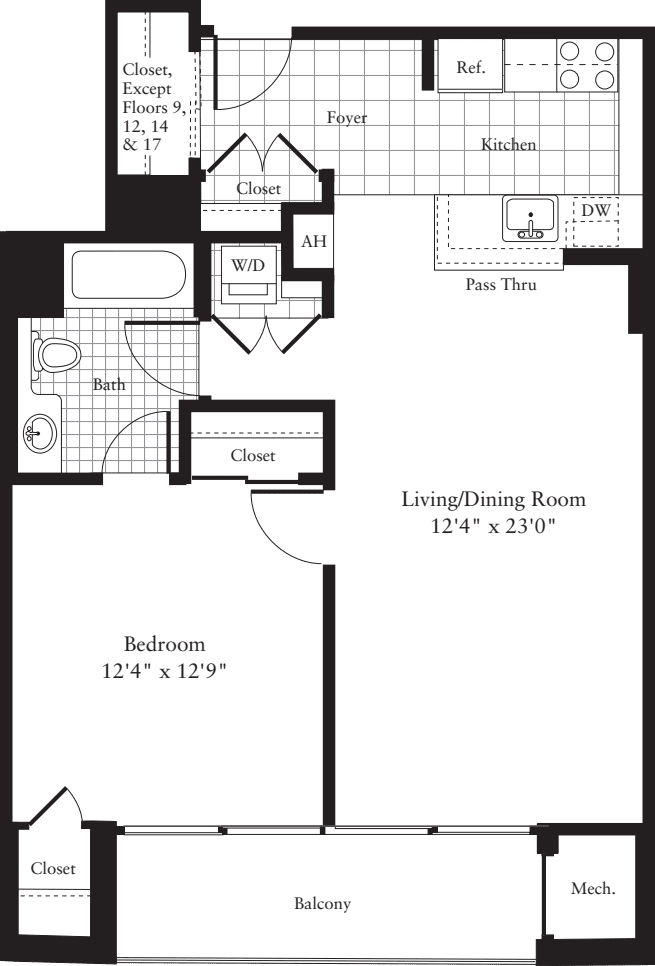 1 Bedroom E floor plan