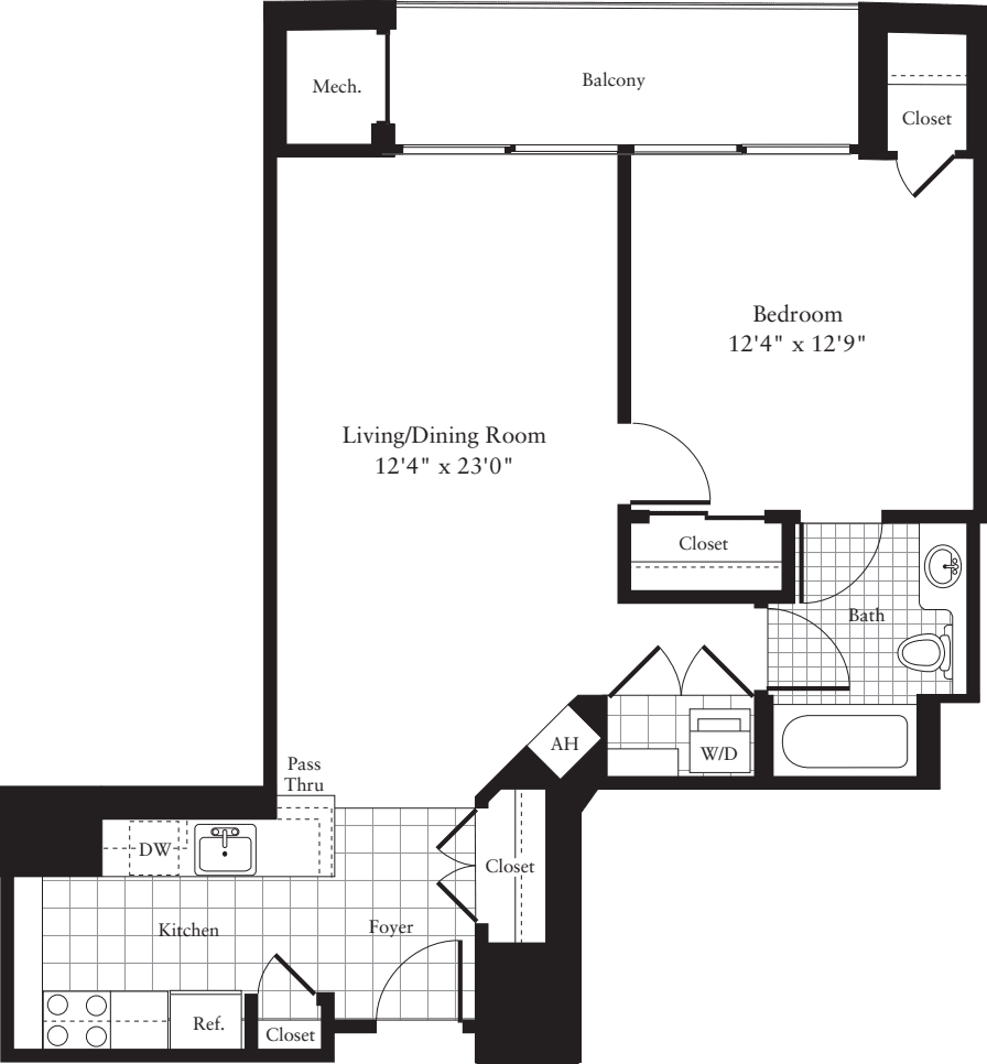 1 Bedroom H floor plan