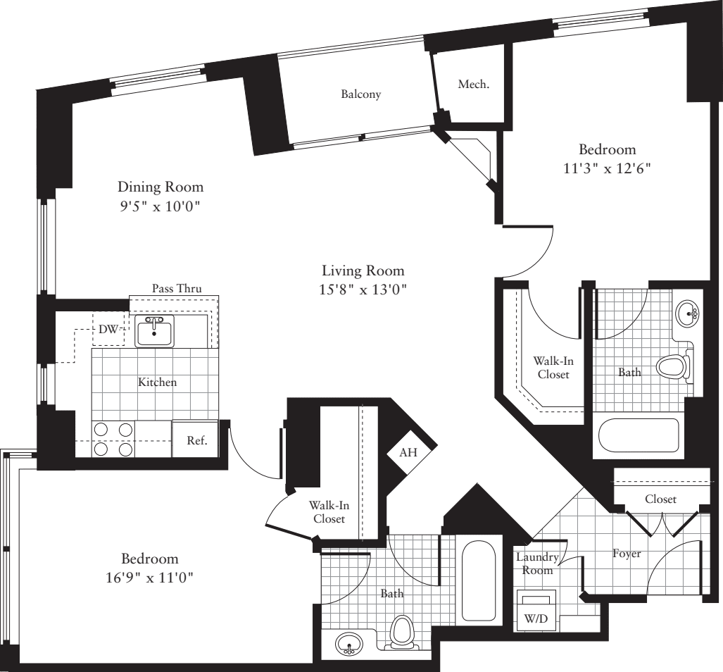 2 Bedrooms F floor plan