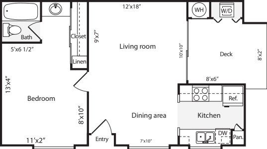 1 Bedroom A floor plan