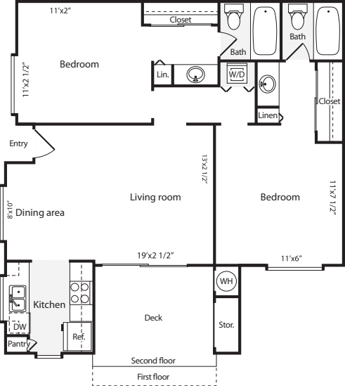 2 Bedrooms A floor plan