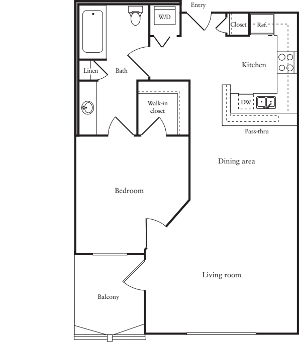 1 Bedroom B floor plan