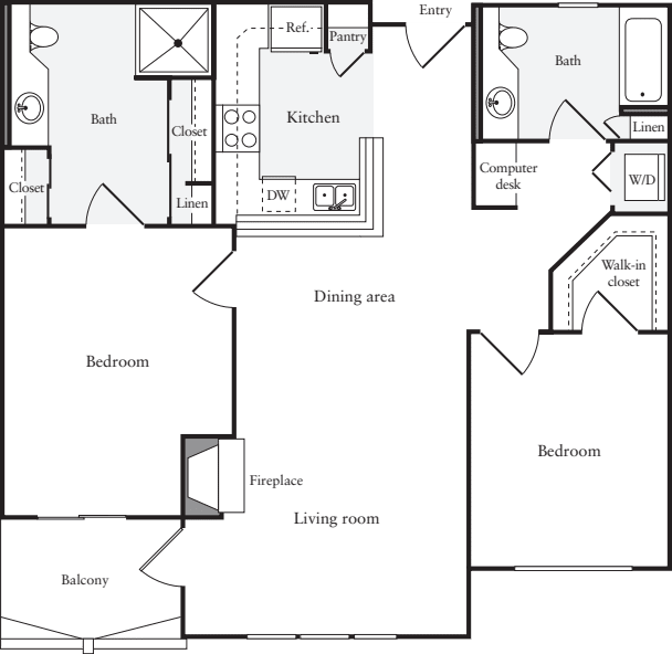 2 Bedrooms B floor plan