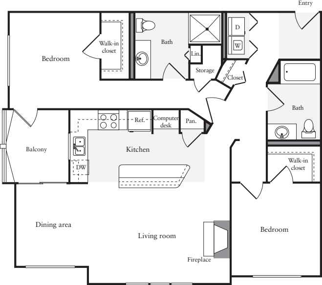 2 Bedrooms C floor plan