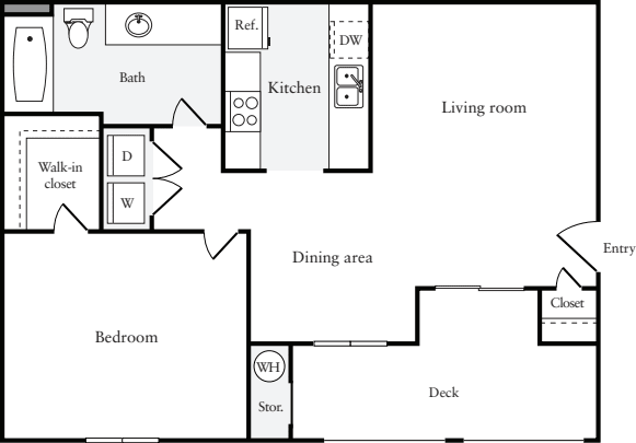 1 Bedroom B floor plan