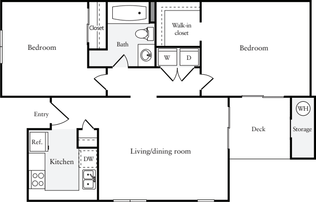 2 Bedrooms A floor plan