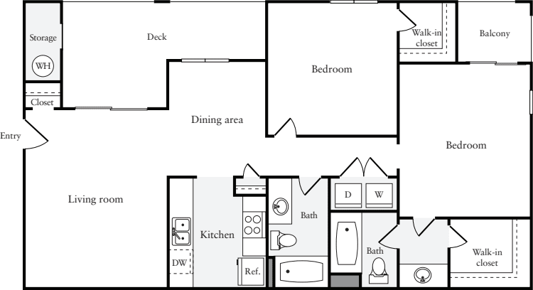 2 Bedrooms B floor plan
