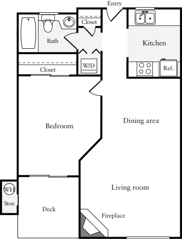 1 Bedroom B (HS) floor plan