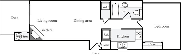 1 Bedroom C (HS) floor plan