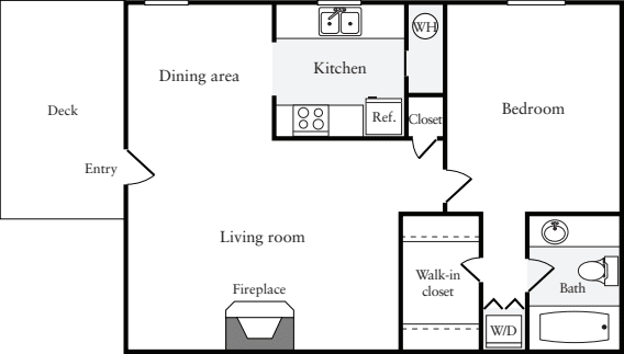 1 Bedroom D (HS) floor plan