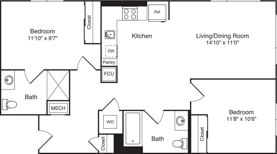 The Flats 2 Bedrooms A floor plan