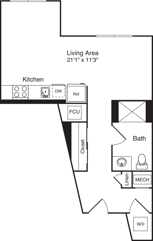 The Flats Studio C floor plan