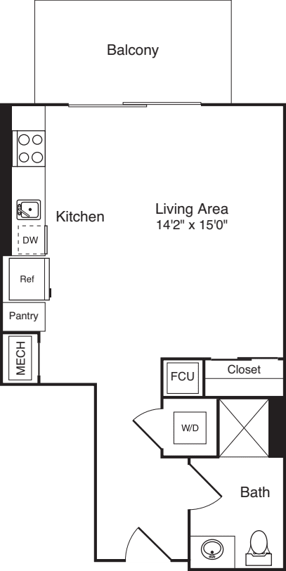 The Flats Studio D floor plan